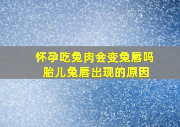 怀孕吃兔肉会变兔唇吗 胎儿兔唇出现的原因